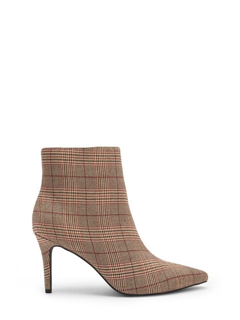 Forever 21 Plaid Pointed-Toe Stiletto Ankle Boot in Brown and Red